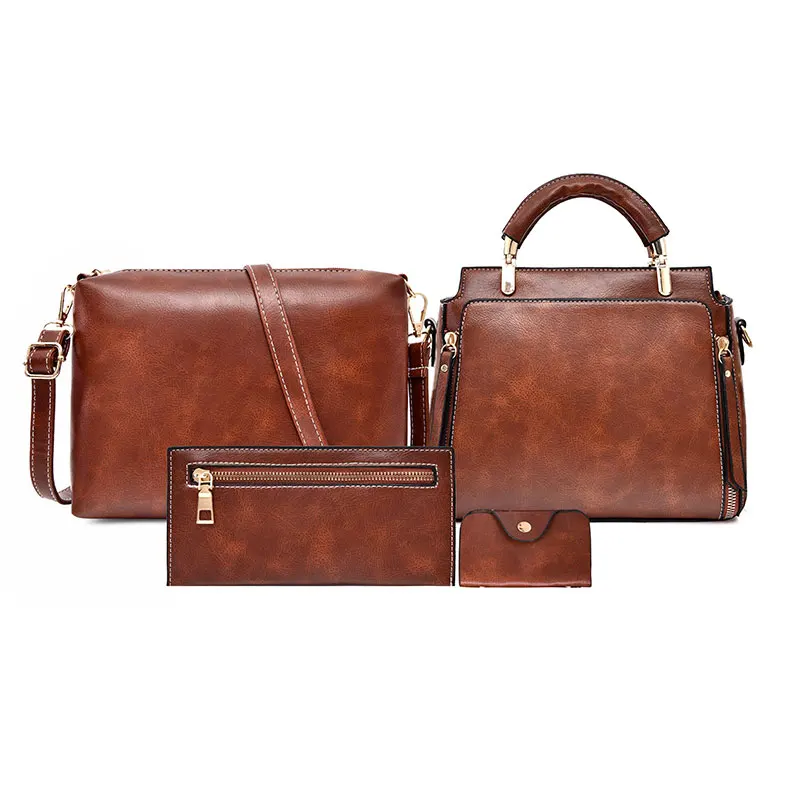 4 шт./компл. модные женские туфли композитный сумки коричневого цвета Сумки на плечо сумка через плечо, сумочка, кошелек, Для женщин конверт Повседневное сумка - Цвет: Brown