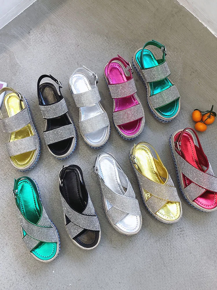 

Summer Student Young Women Sandals Fashion Girl Slipper Open Toe Hollow Out Thicken Soled Flat Platform Casual Sandals Shoes
