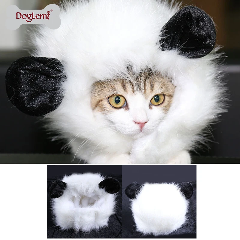 Doglemi Cat Лев Мане костюм Hat волос Pet Puppy Косплэй Cat парик 3 цвета доступны