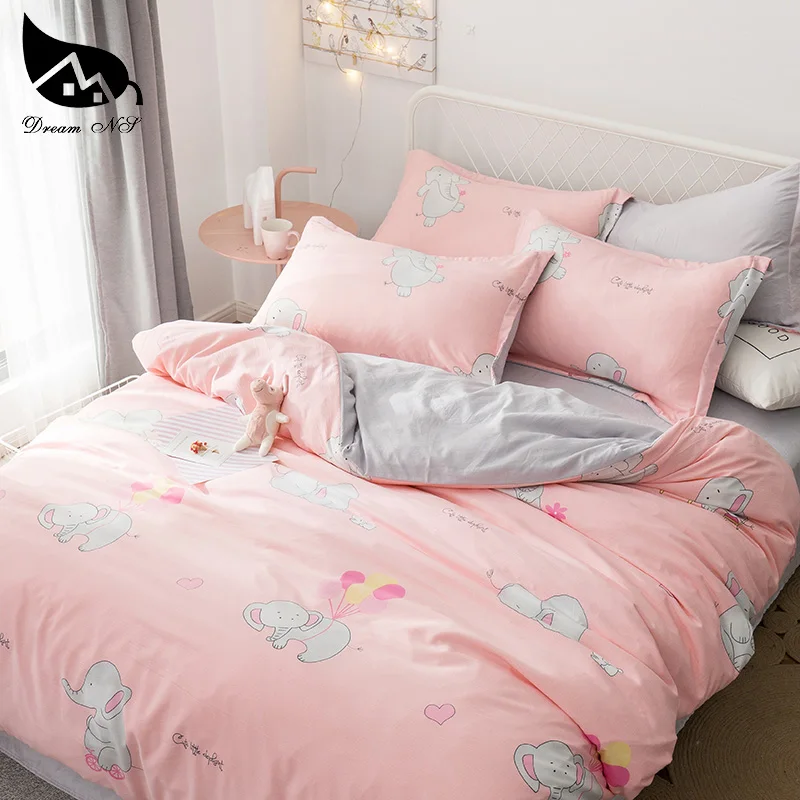 Dream NS Nordic Pink Girl Bedding Set For Cartoon Style Bedroom Cover Pillowcase Warm Soft Home Bedroom Living Room Set