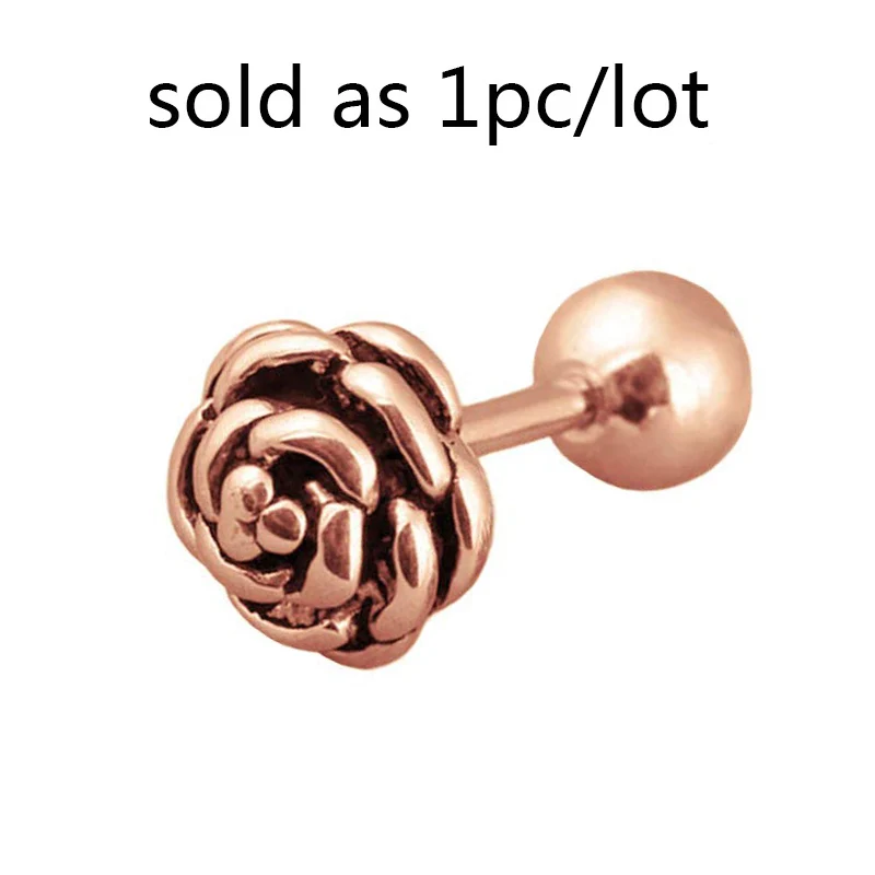 1PC Colorful Lip Stud Ring Steel Ear Tragus Cartilage Piercing Oreja Earring Ear Stud Flower Helix Sexy Body Piercing Jewelry 