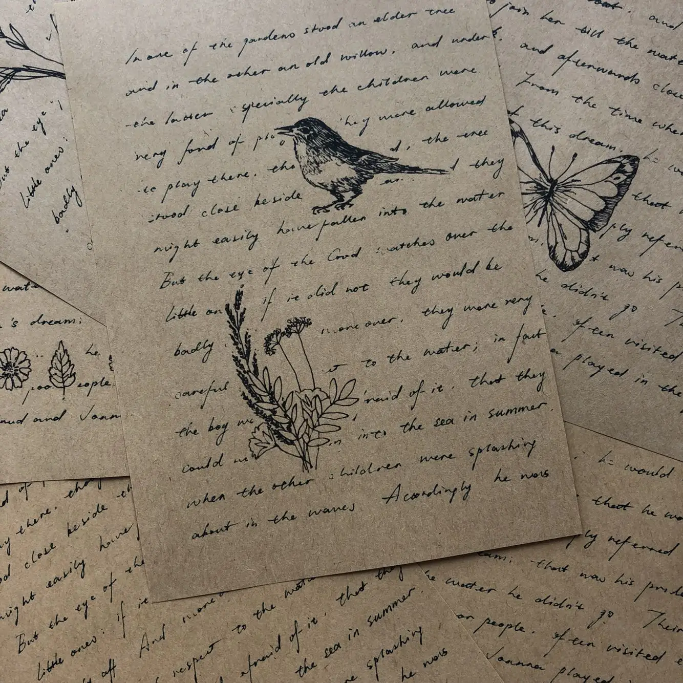 

6 pcs\set Retro English Kraft paper Vintage plant junk material Paper Set for Scrapbooking Happy Planner/Card Making/Journaling