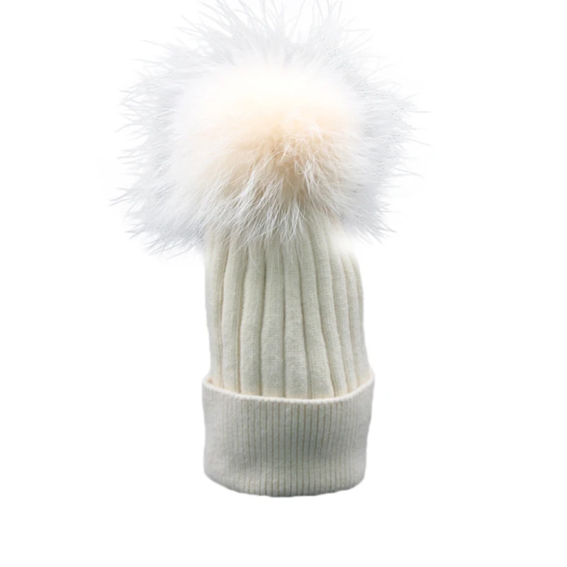 

Newly Design Women Soft Winter Warm Skullies Beanies Knit Wool Faux Fur Ball Hat 161006