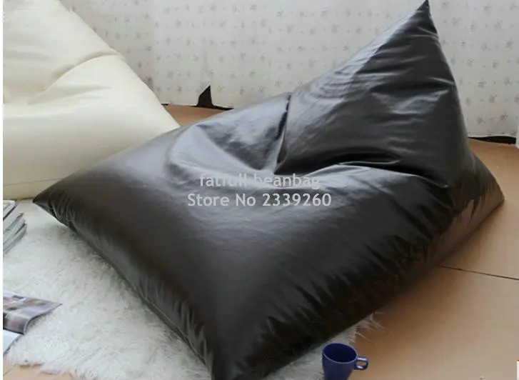 Cover Only No Filler Black Back Support Bean Bag Chair , Newspaper Reading Beanbag Sofa Seat