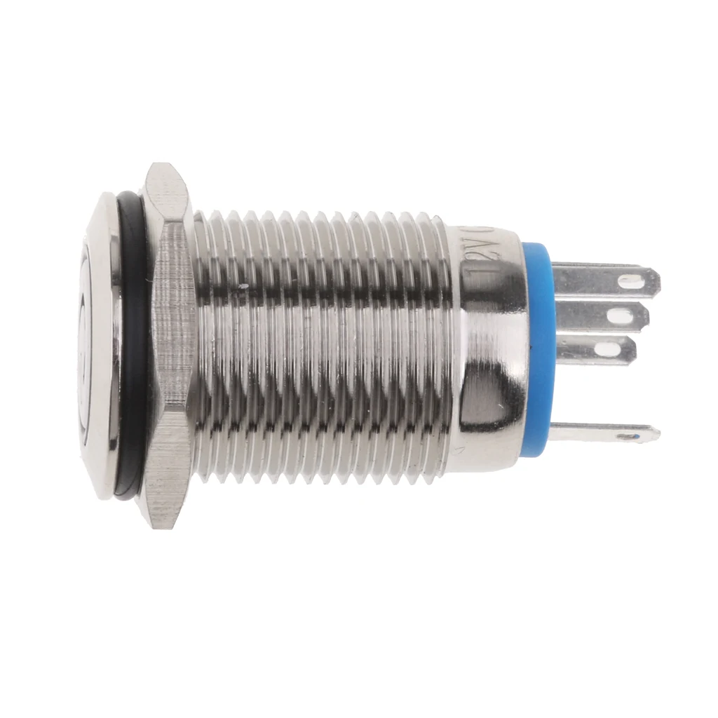 Waterproof Self Locking Latching LED Push Button Switch ON/OFF 16mm Mounting Hole