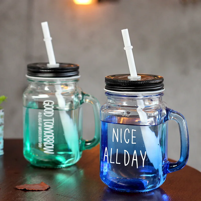 Gradient Blue Letter Glass Mason Jar Mug with Lid and Straw Cold Drink Coffee Salad Smoothie Cup Water Glass Cup
Gradient Blue Letter Glass Mason Jar Mug with Lid and Straw Cold Drink Coffee Salad Smoothie Cup Water Glass Cup