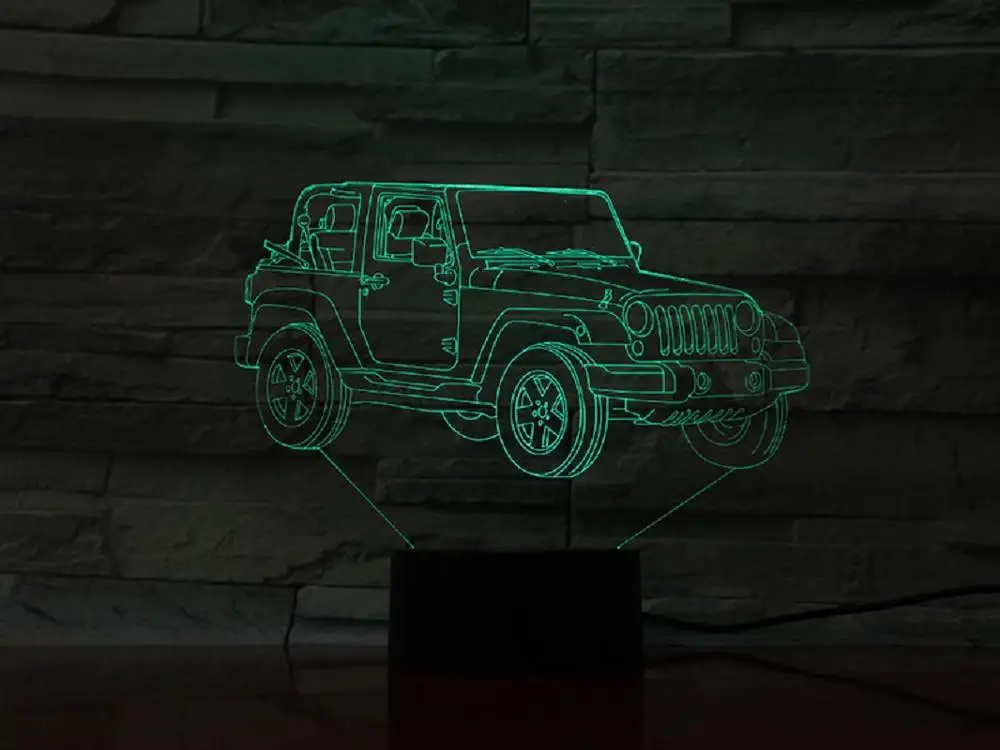 Детский 3D ночной Светильник Jeep автомобильная настольная лампа креативный