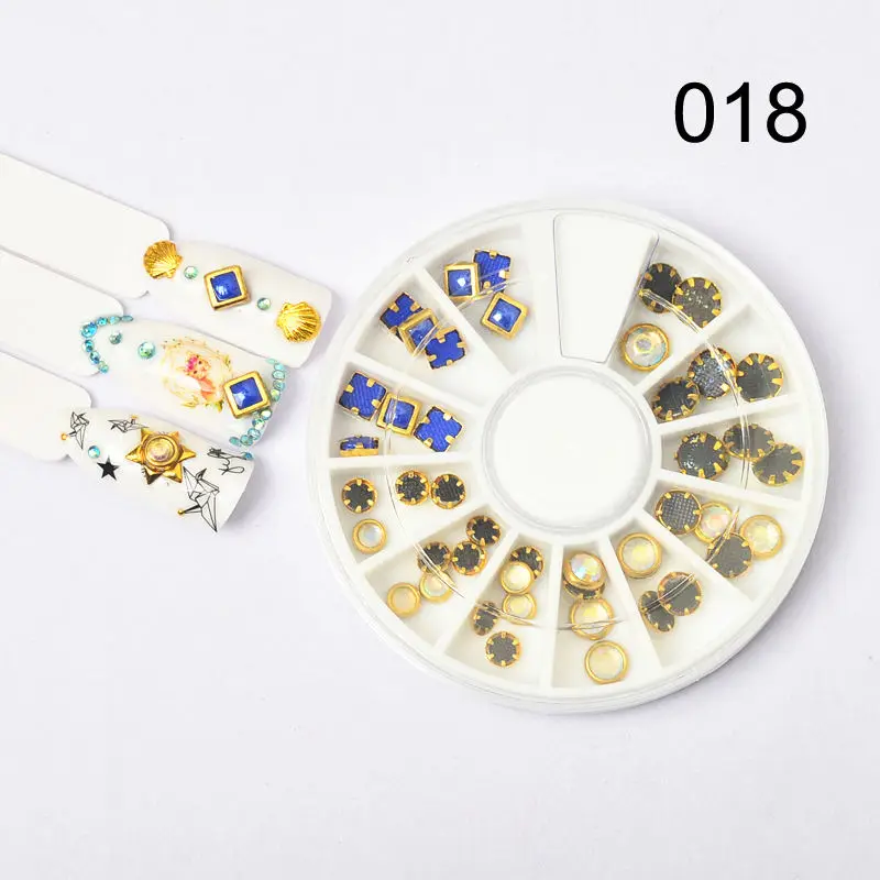 LCJ 29 узоров красочные гвозди гвоздики со стразами Хамелеон круглое плоское дно для маникюра DIY Типсы дизайн ногтей украшение в колесо