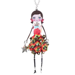 Bonsny ручной работы Мода французская Кукла Ожерелье для женщин зима себе кулон в виде Парижской куклы чокер Аксессуары для девочек
