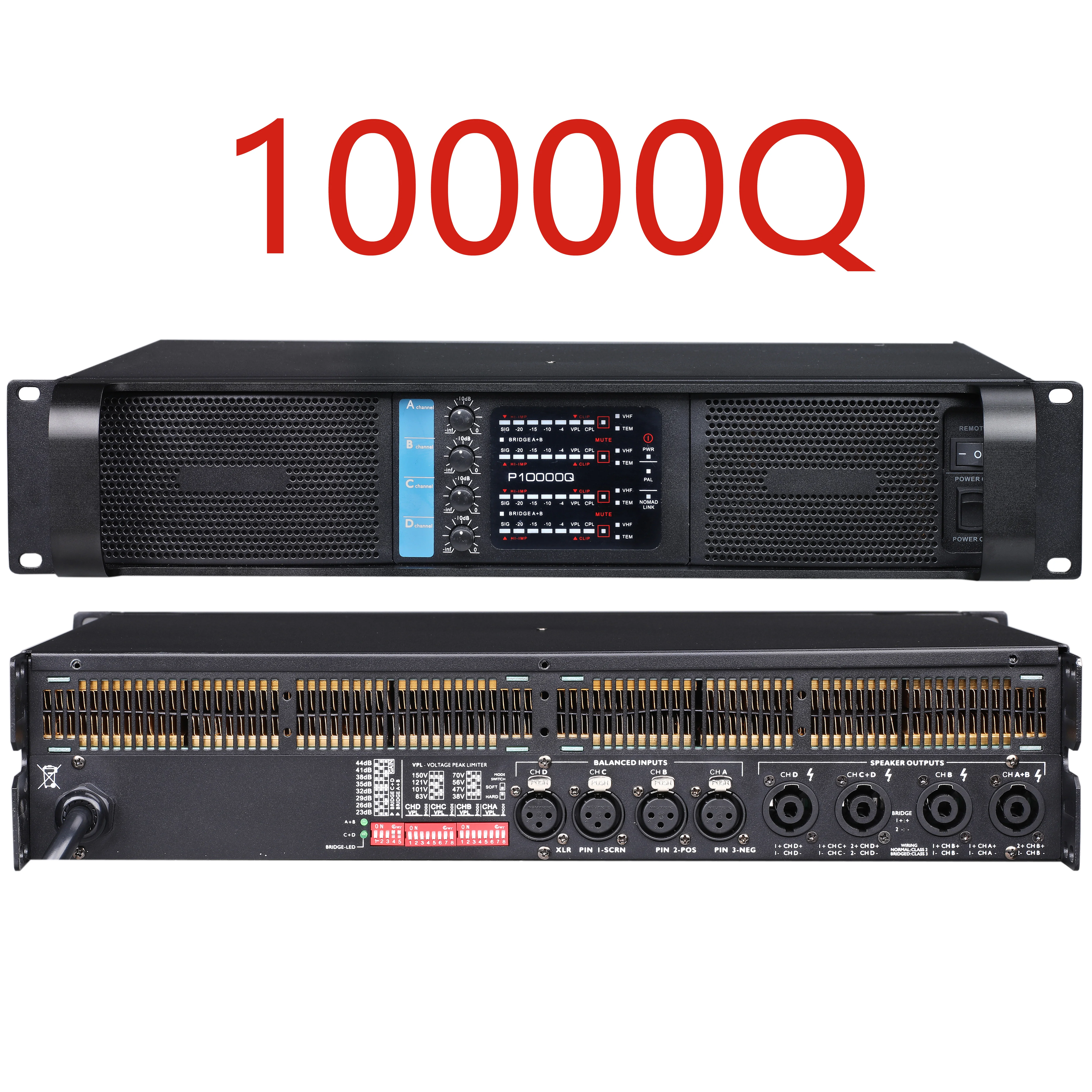 Begagear 10000Q New Line Array Amplifier 2500W 4 Channel Amplifier Professional Sound System DJ Power Audio