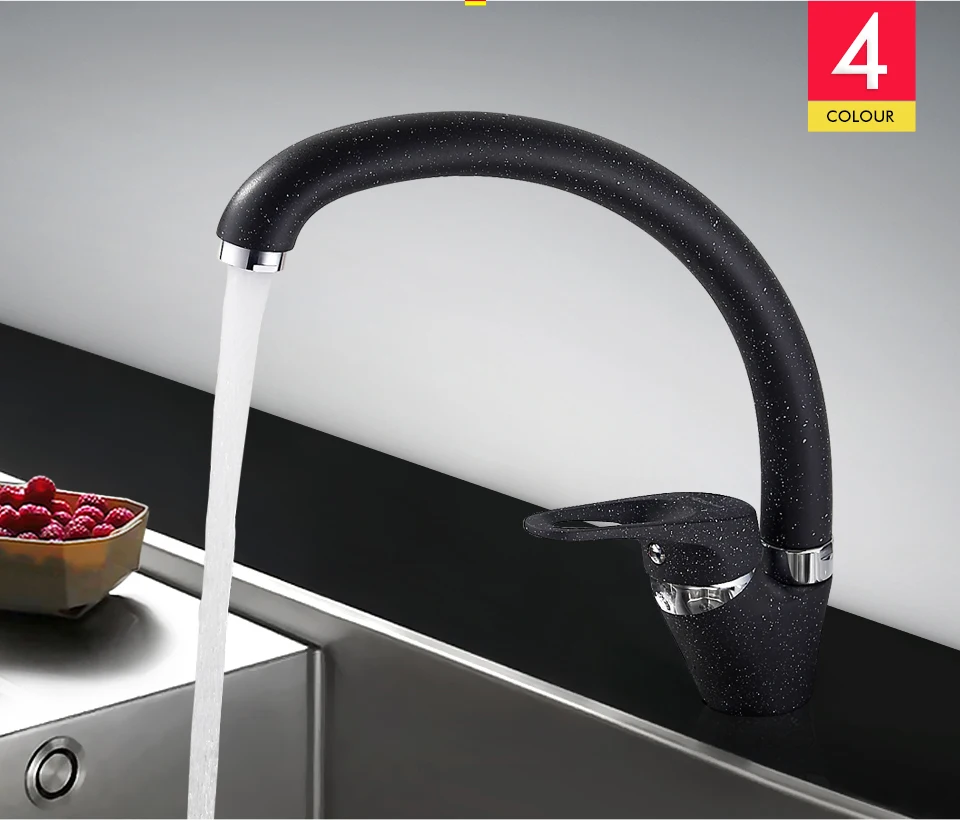 LEDEME Kitchen Faucet Bend Pipe 360 Degree Rotation with Water Purification Features Spray Paint Chrome Single Handle L5913