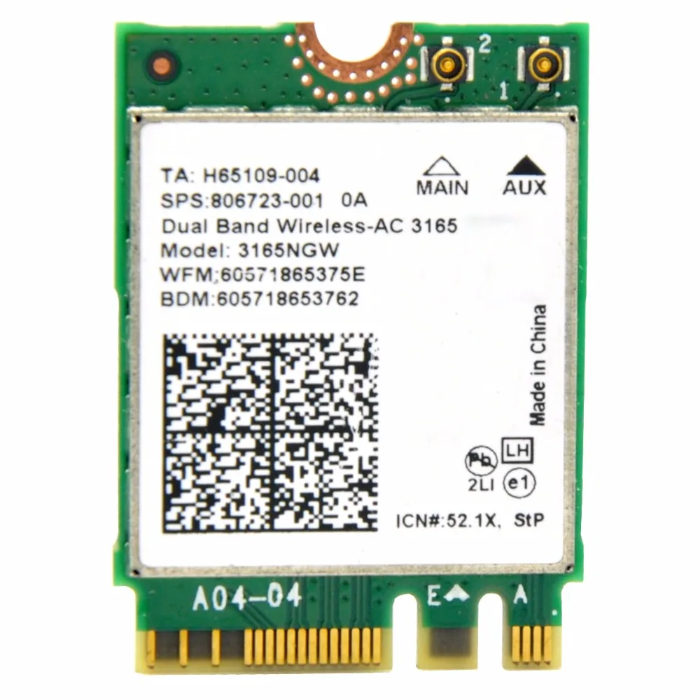 Двухдиапазонный беспроводной-AC 3165AC 3165 433 Мбит/с 802.11ac M2 NGFF мини PCI-E WiFi адаптер WLAN карта+ Bluetooth 4,0 для Intel 3165NGW