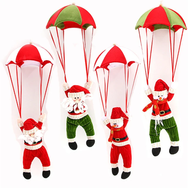 1pc Christmas Home Ceiling Decorations Parachute 24cm Santa Claus Smowman New Year Hanging Pendant Xmas Decor