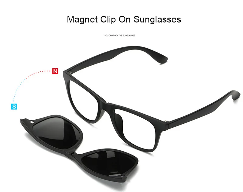 5+1 gafa sol con Clip montura de gafas magnéticas para hombre 6 en 1 lente transparente #2263 5+1 gafa sol con Clip montura de gafas magnéticas para hombre 6 en 1 lente transparente #2263