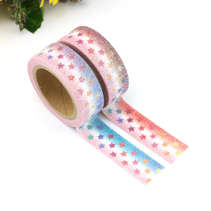 

1PCS Washi Tape Glitter Star Diy Stationery Decorative Tape Scrapbooking Photo Album School Tools Kawaii Scrapbook Paper