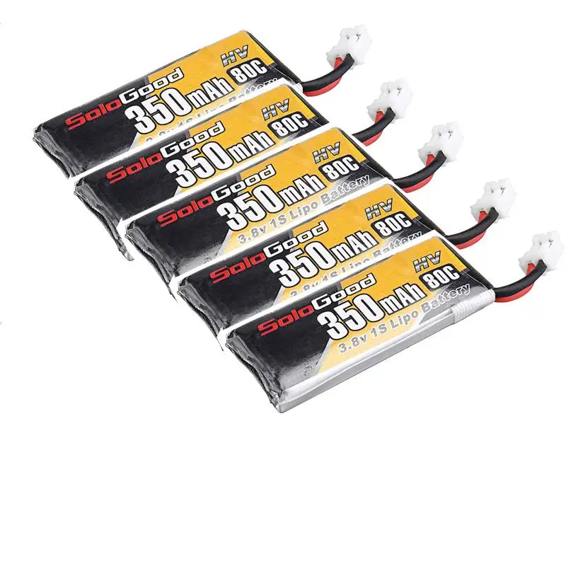 5 шт. SoloGood Lipo батареи 1S 3 8 V 350mAh 80C аккумуляторная батарея и разъем PH2.0 для