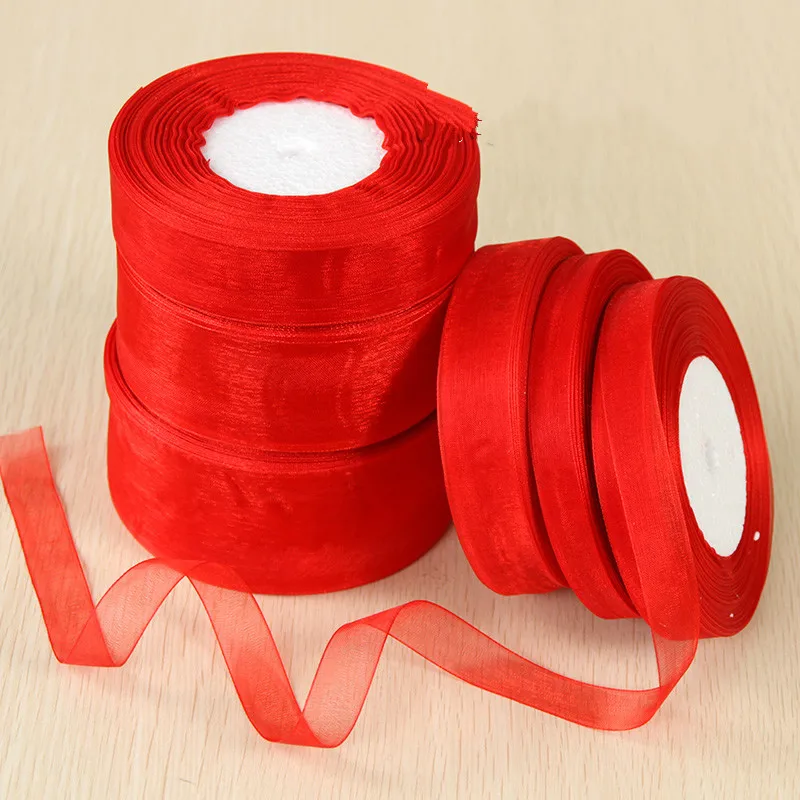 geinne 12mm 50mm wide 500 yards 10rolls red organza Ribbon Wholesale
