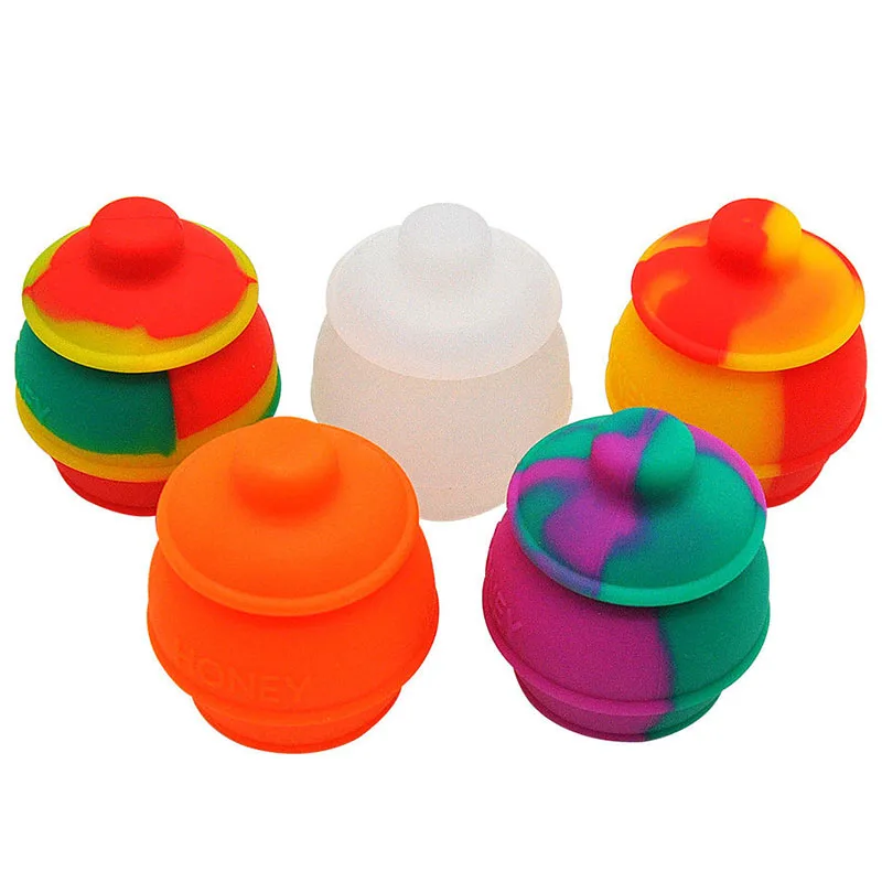 JX-LCLYL 1x 35ML Silicone Honey Pots Concentrate Oil Wax Dab Containers Jars Nonstick