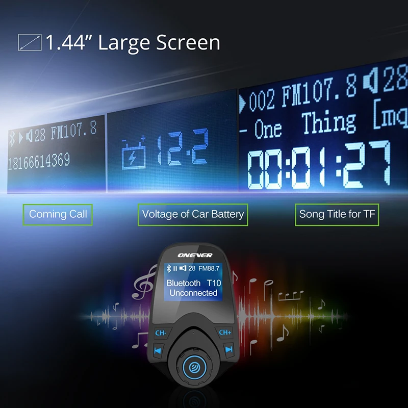 ONEVER fm передатчик Беспроводной Bluetooth FM модулятор громкой связи car kit MP3 аудио плеер