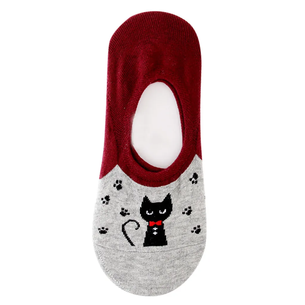 Модные хлопковые носки Kawaii с милым котом, повседневные хлопковые короткие Носки с рисунком котенка и лапы, женские милые носки с героями