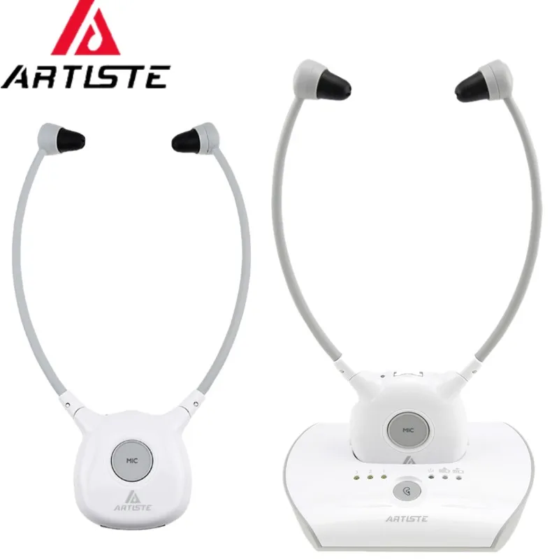 Artiste APH100 1 передатчик 2 Наушники для пожилых людей ТВ слуховой аппарат наушники