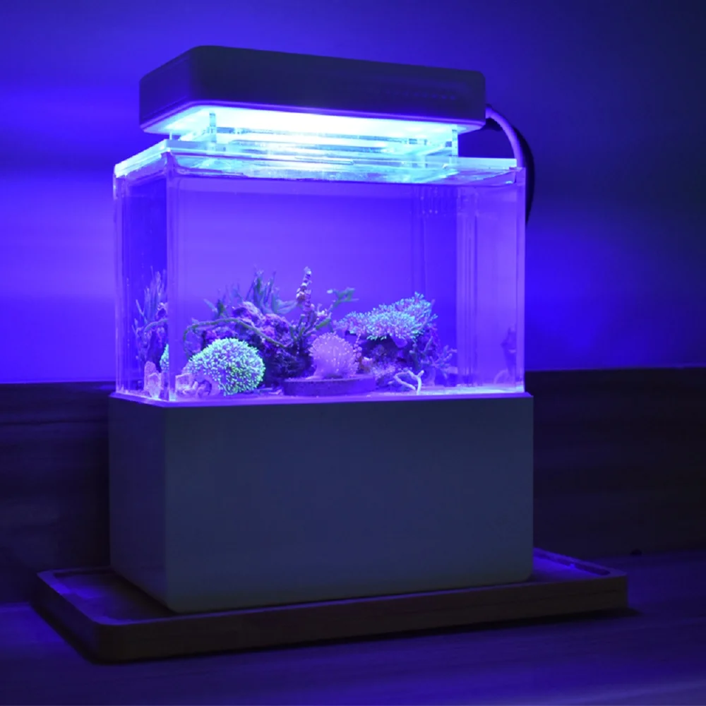 Синий светодиодный светильник ing Fish Tank светильник для мини-пластикового аквариума цилиндр выделенный синий коралловый светодиодный светильник s Аксессуары для аквариума