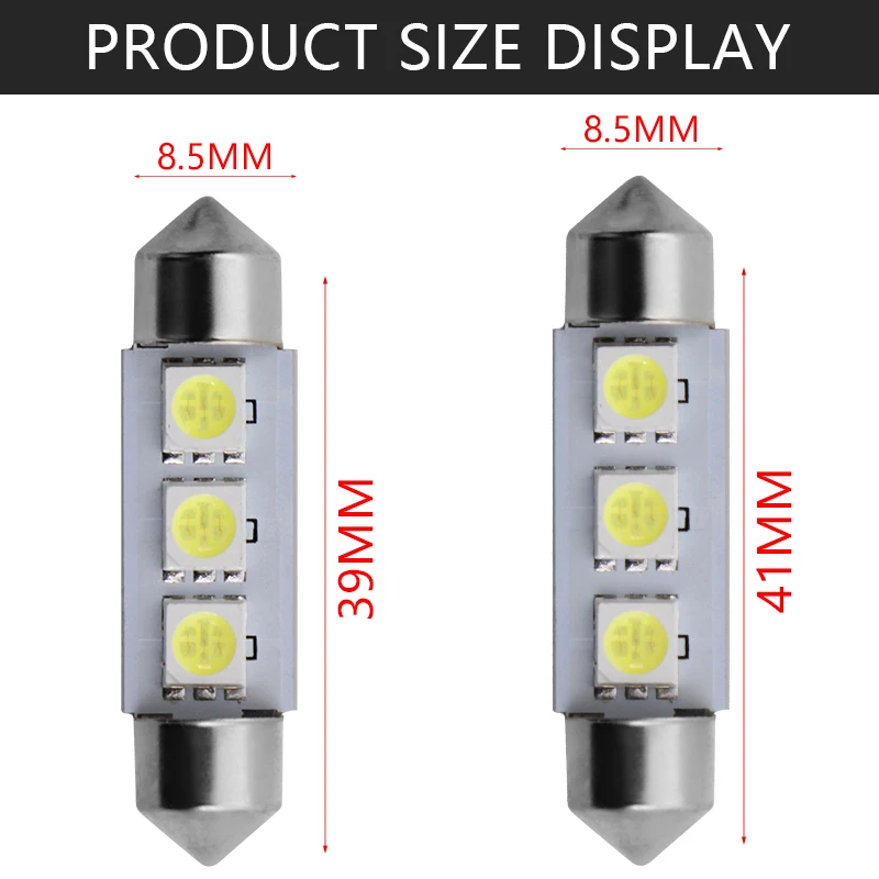 10 шт. автомобиль светодиодная C5W 5050 3 Smd 3Smd 31 мм 36 мм/39 мм/41 мм Dc 12 V лампа для внутреннего корпуса сигнальная лампа для открытой автомобильной двери с лампа лампочка указателя поворота