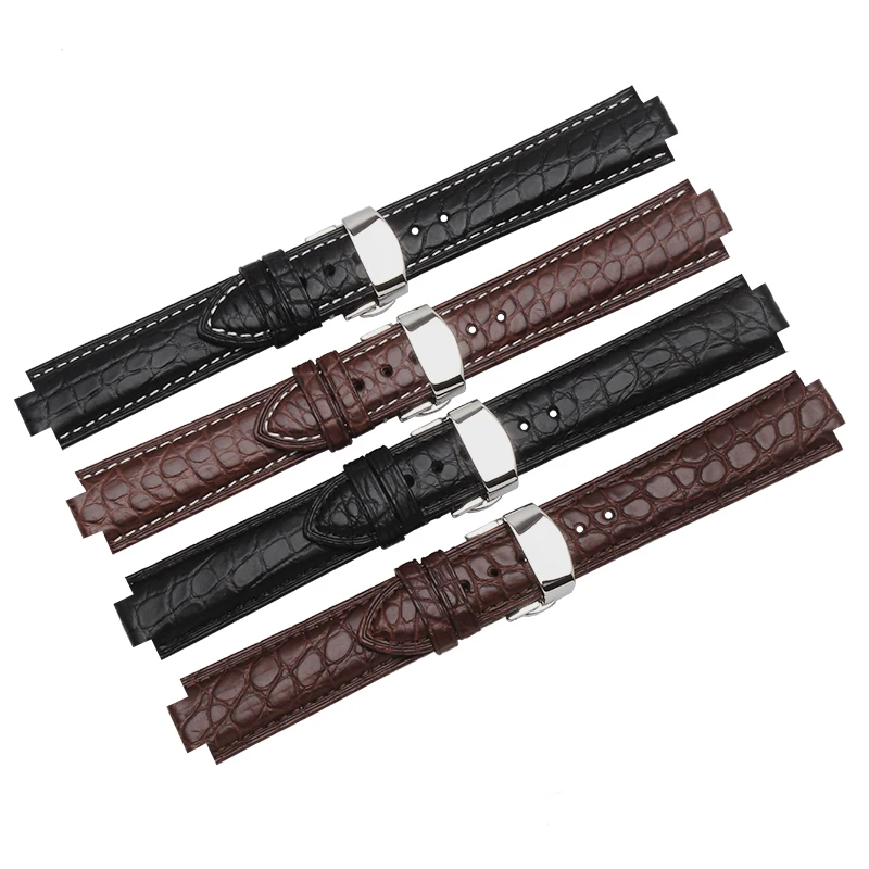 Качественные Ремешки для наручных часов с крокодилом 14*8 мм 18*11 мм 20*12 мм черный коричневый водонепроницаемый сменный Браслет с цепочкой