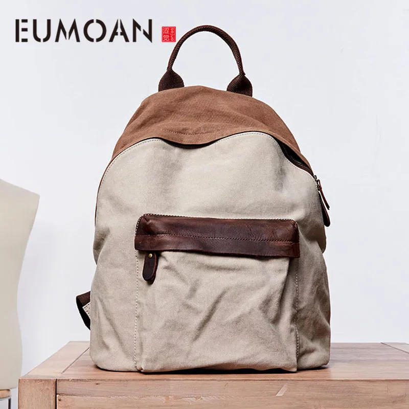

EUMOAN Backpack male Japanese and Korean canvas large capacity backpack trend travel backpack college wind bag