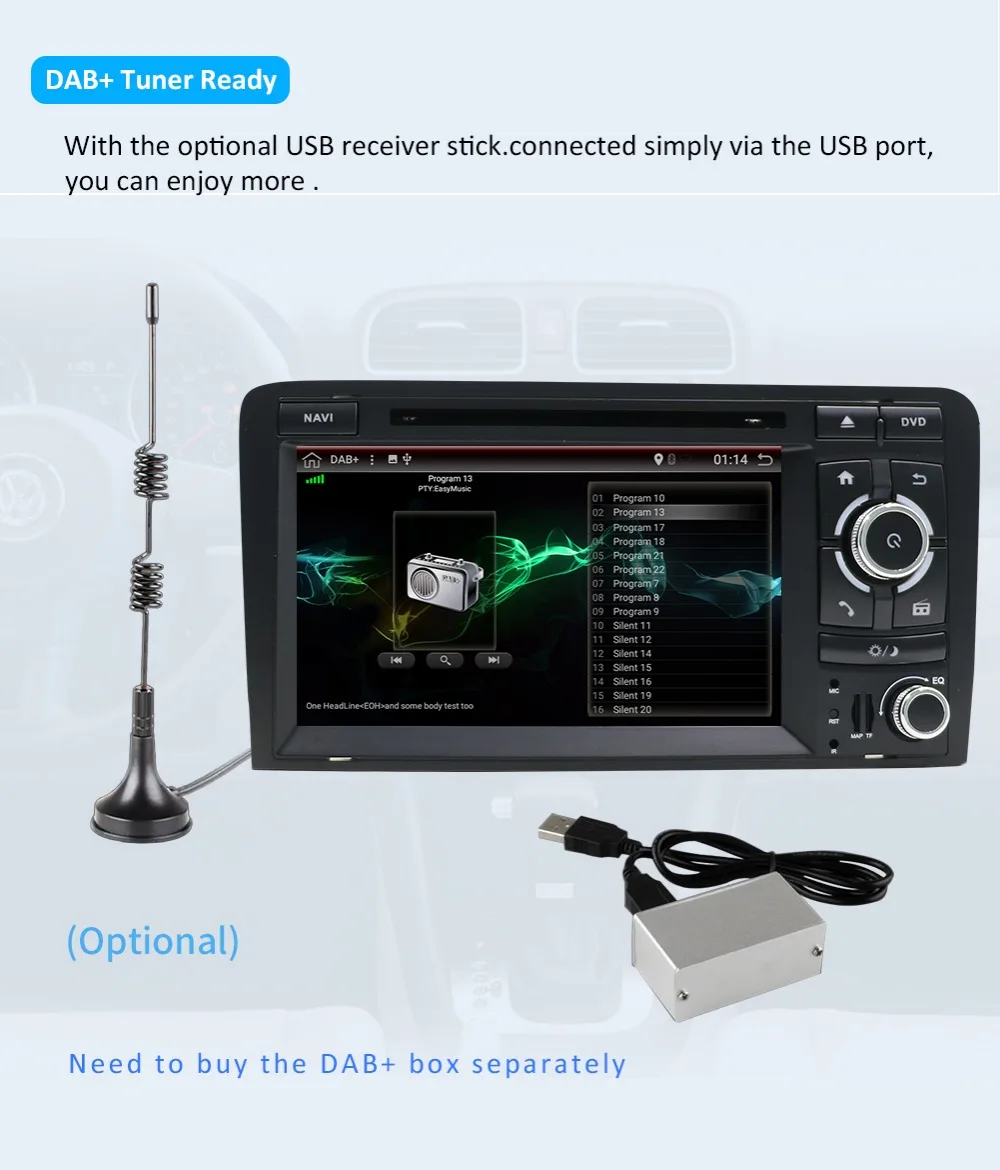 Excellent Bosion 7 inch HD 2 Din Android 9.0 Octa 8 Core Car Radio Stereo DVD Player Multimedia Navigation GPS For Audi A3 8P 2003-2011 BT 15