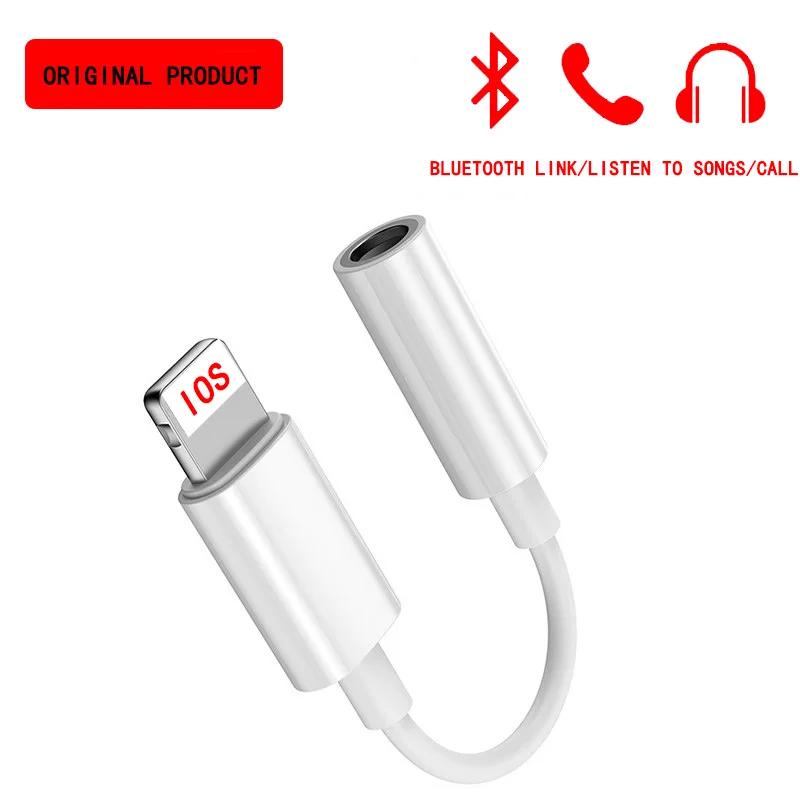 

For Lightnings Bluetooth Adapter to 3.5mm Jack Earphone Audio Splitter Calling Listen Music Converter For iPhone 7 8 Plus X XR