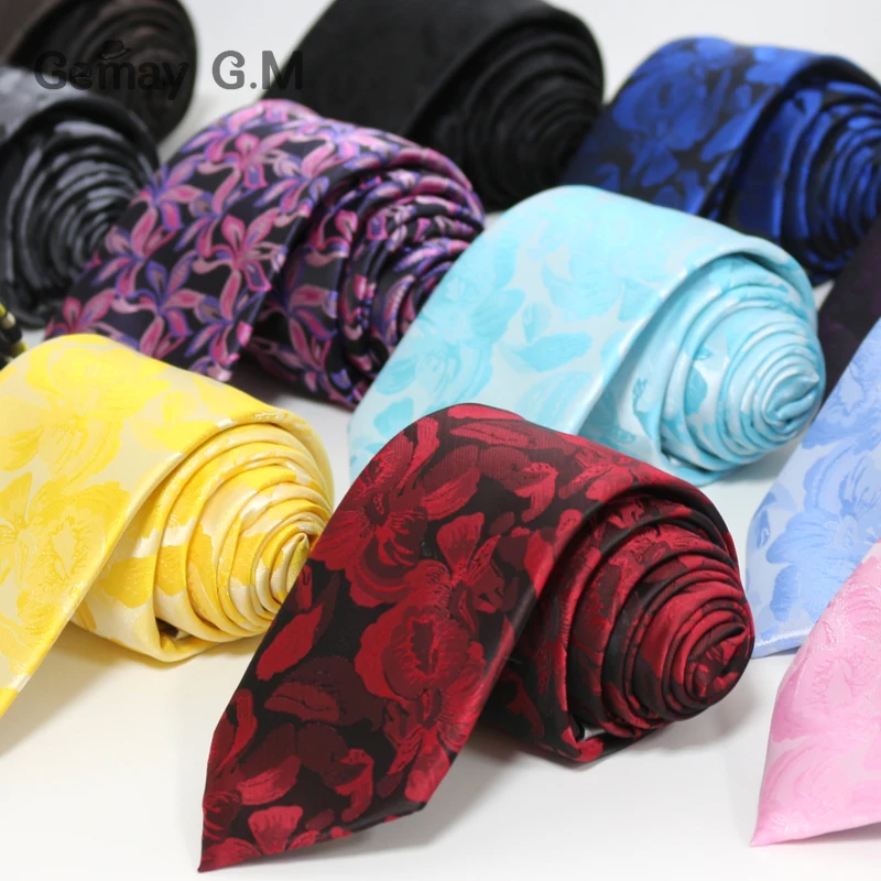 

High Quality Newest Polyester Woven Floral ties for men Fashion Classic Man's necktie for Wedding 7cm Width Groom tie