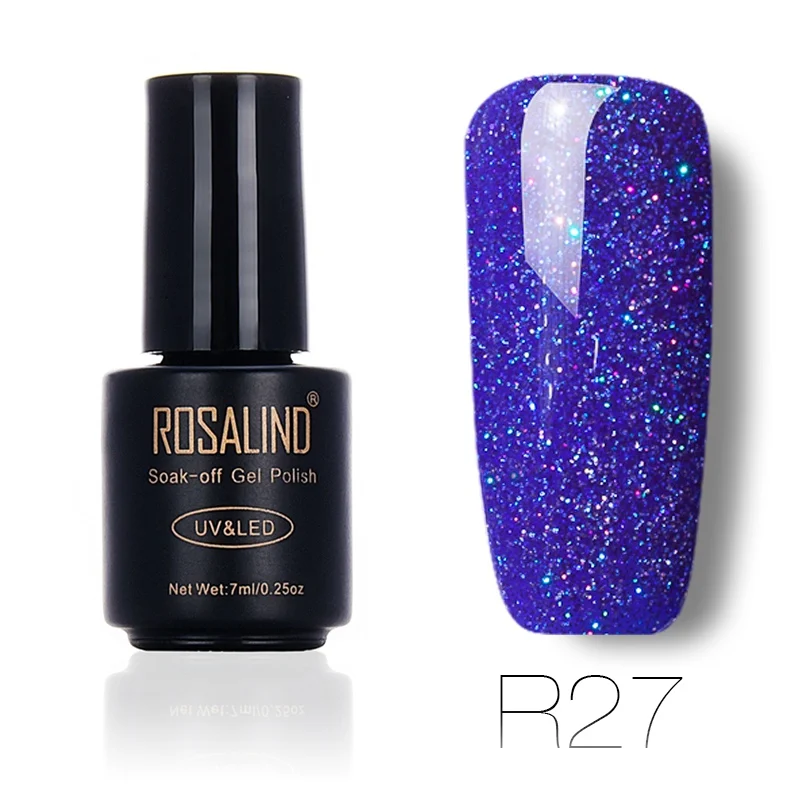 ROSALIND, черная бутылка, 7 мл, неоновый Гель-лак для ногтей, Радужный Гель-лак для ногтей, дизайн ногтей, УФ светодиодный гель, стойкий лаковый клей - Цвет: R27