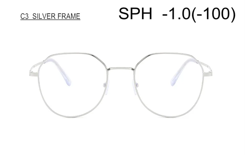 Очки SWOKENCE для близорукости SPH от 0 до 6,0 для женщин и мужчин, очки для близоруких с диоптрий готовой продукции F153 - Цвет оправы: SILVER (-1.0)