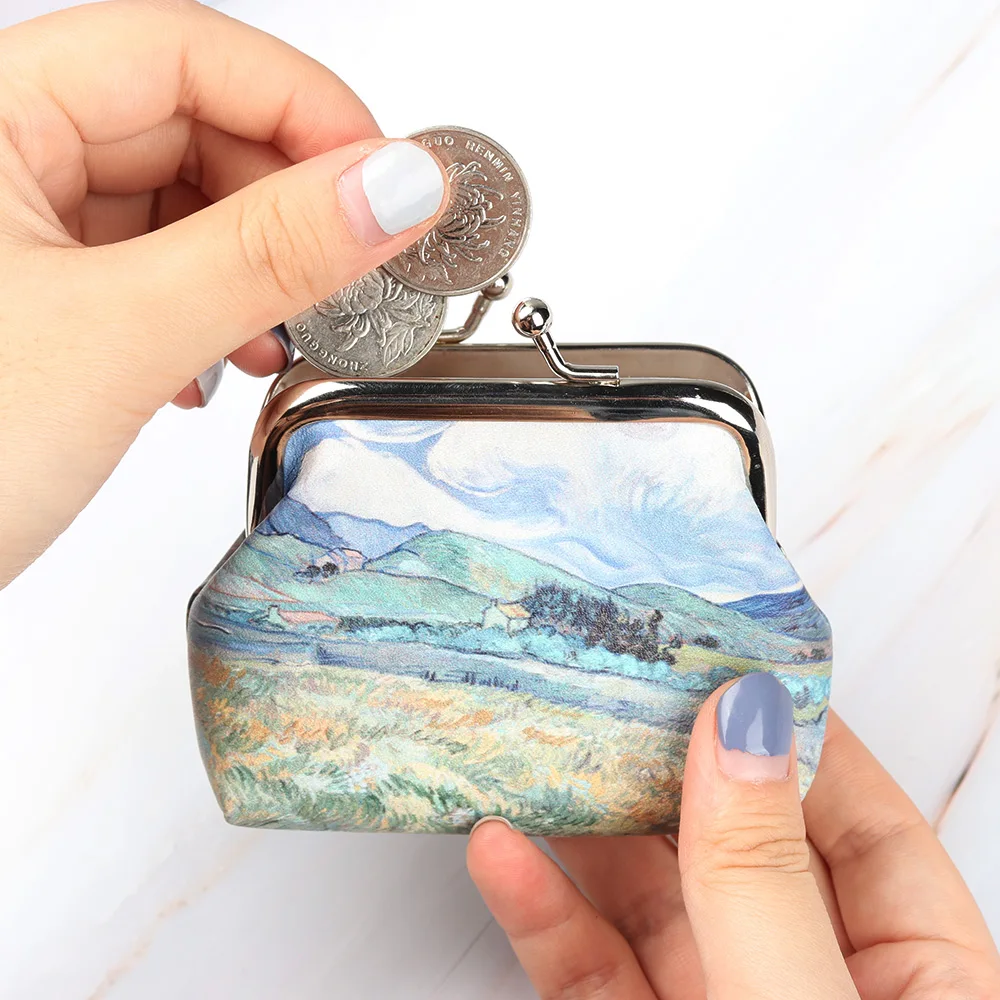 

1PC Women Girls Vintage Coin Purses Small Mini Wallet Printing Hasp Cash Card Wallet Fashion Clutch Mini Handbags Money Zero Bag