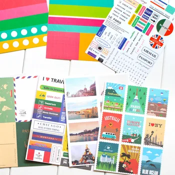 

12 Sheets Paper Stamp Sticker DIY Vintage Retro Classic Travel Stickers for Diary Scrapbooking Decor Stationery School Supplies