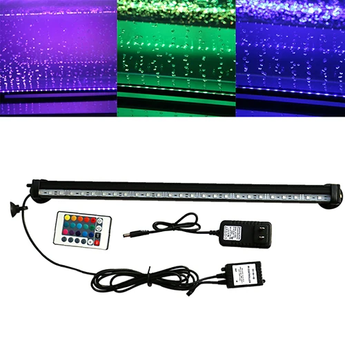 

5050 RGB LED Aquarium Fish Tank Submersible Light Air Bubble Lamp Remote US Plug