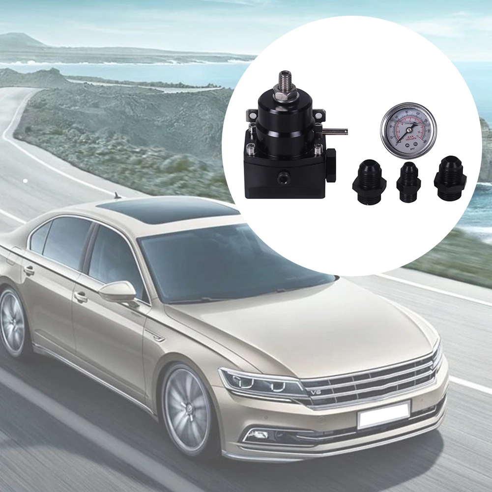Car Accessories New Black High Pressure Fuel Regulator W/ Boost-8AN 8/8/6 Pressure Regulator