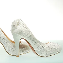 Sweet princess lace flower wedding shoes single shoes bridal Dress Shoes bridesmaid shoes formal dress