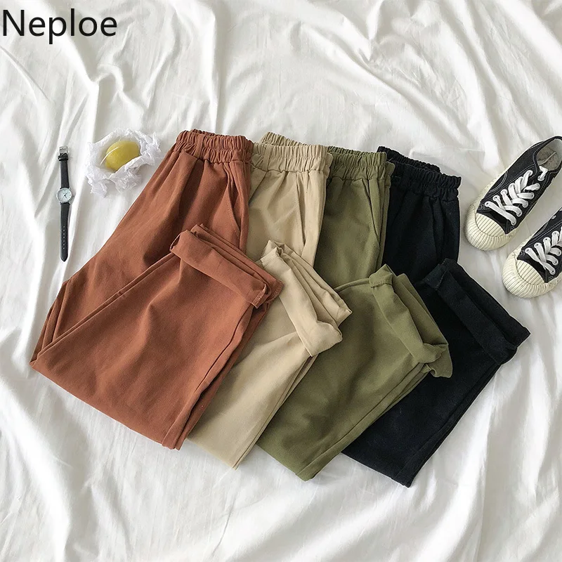 

Neploe New Women's Pants 2019 Women Joggers Fall Winter High Waist Wide Leg Pants Casual Loose Solid Trousers Korean Streetwear