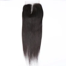 Links волосы бразильские прямые волосы закрытие remy волосы натуральный цвет средний/свободный/три части Кружева Закрытие с детскими волосами