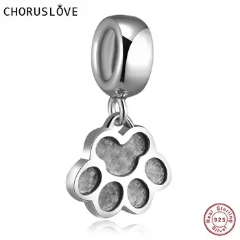 

Choruslove Original 925 Sterling Silver Puppy Dog Paw Print Pendant Beads fits Pandora Charms Bracelets Necklaces SS2631