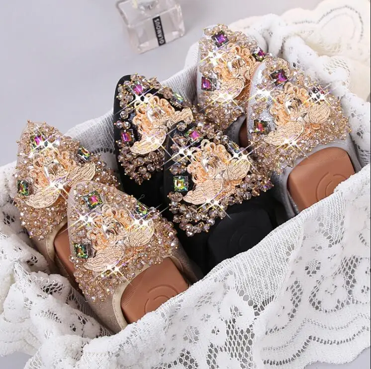 

High Quality Women Shoes Woman Flat Shoes Fashion Rhinestone Pointed 2019 Autumn Rhinestone Pointed Flat Shoes Soft Bottom P31
