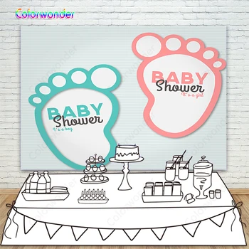 

Newborn Foot Photo Background Pink And Blue Foot Backdrop For Baby Shower Pigeon Pair Birthday Party Celebration Set Backgrounds