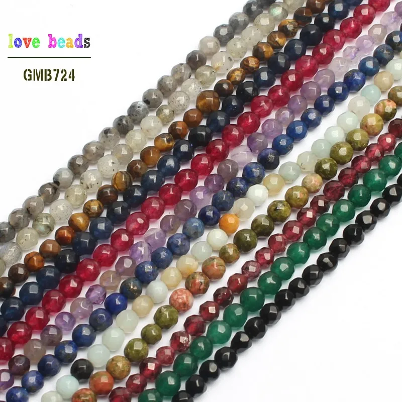 

3MM Natural Faceted Lapis Lazuli Labradorite Stone Round Spacer Beads for Jewelry Making Diy Jewelry 110pcs/lot