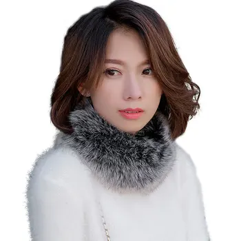 

Women Fashion Ring Style Genuine Fox Fur Wraps Winter Warm Neck Warmer Real Fur Scarves Fox Fur Collars