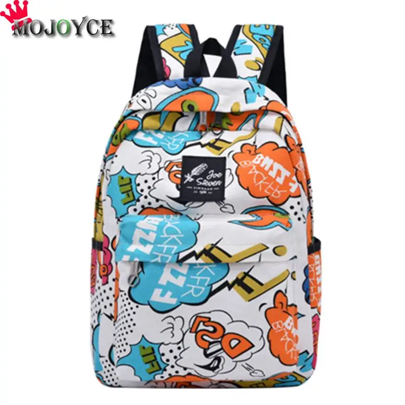

MOJOYCE Cartoon Graffiti Backpack Printing High School Students Bag For Girls Cartoon Print Rucksack Travel Pack Laptop Bag