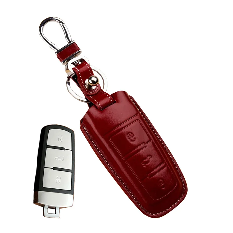 Leather Key Fob Cover for Volkswagen VW 2013 2015 2016 Passat CC B6 B7