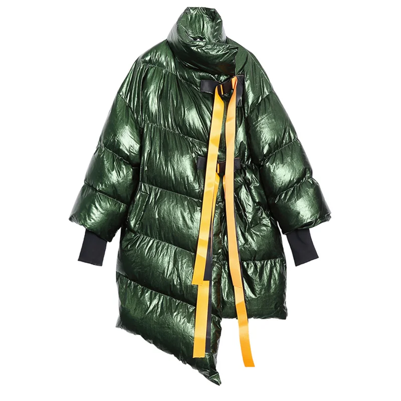 Женская зимняя Новинка, Толстая теплая парка, Женская куртка с длинным рукавом и стоячим воротником, повседневное модное пальто большого размера Z367 - Цвет: green
