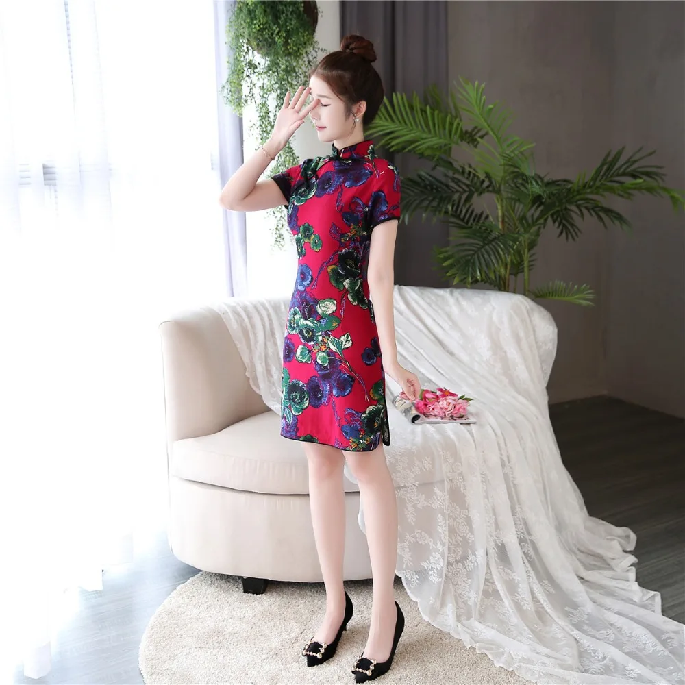 Шанхай история 2019 Весна Cheongsam смесь льна Qipao с подкладкой китайское традиционное платье Восточный китайский Женская одежда